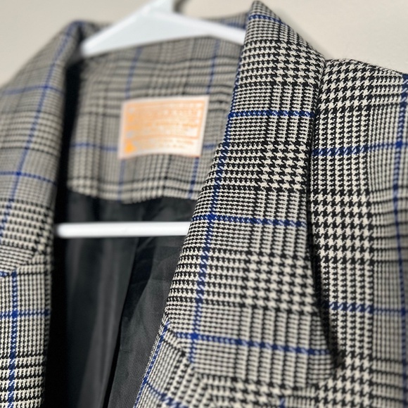 Vintage 60s Pendleton Women’s Blazer Sz 10 Silk Blend Plaid Blue White Preppy - Picture 2 of 4